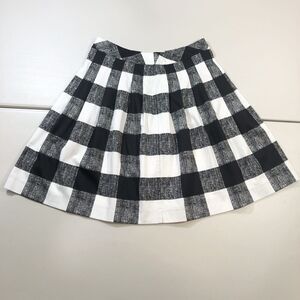 TALBOTS NWT $109 Black White Pleated A-Line Plaid Cotton Skirt Size 8 Petite